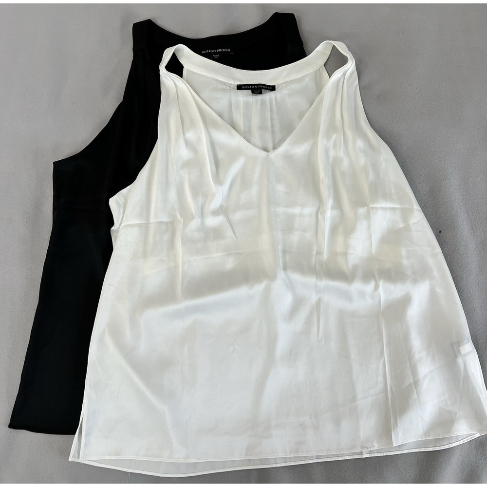 Lot Of 2 Boston‎ Proper  Dressy Sexy V- Neck Sz 16 Sleeveless Black White